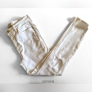 Free People Ripped Knee Jeans | High Rise Skinny | 27 | White | 61855-16515125